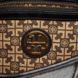 Tory Burch Black Crinkled Patent Leather Matthias Clutch