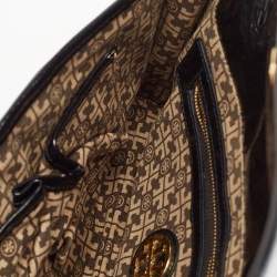 Tory Burch Black Crinkled Patent Leather Matthias Clutch