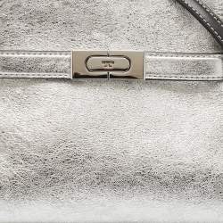 Pre Owned Tory Burch Multicolor Patent Leather and Suede Petite Lee Radziwill Double Tote