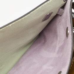 Pre Owned Tory Burch Multicolor Patent Leather and Suede Petite Lee Radziwill Double Tote