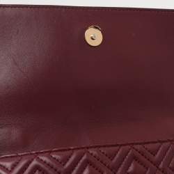 Pre Owned Tory Burch Burgundy Quilted Leather Fleming Shoulder Bag