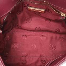 Pre Owned Tory Burch Burgundy Quilted Leather Fleming Shoulder Bag