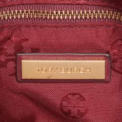 Pre Owned Tory Burch Burgundy Quilted Leather Fleming Shoulder Bag