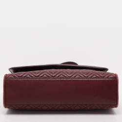 Pre Owned Tory Burch Burgundy Quilted Leather Fleming Shoulder Bag