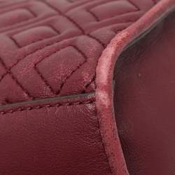 Pre Owned Tory Burch Burgundy Quilted Leather Fleming Shoulder Bag