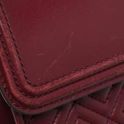 Pre Owned Tory Burch Burgundy Quilted Leather Fleming Shoulder Bag