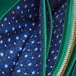 Tory Burch Green Leather Robinson Zip Around Wallet
