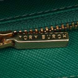 Tory Burch Green Leather Robinson Zip Around Wallet