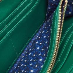 Tory Burch Green Leather Robinson Zip Around Wallet