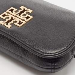 Tory Burch Black Leather Mini Britten Crossbody Bag