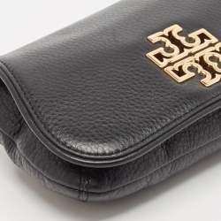 Tory Burch Black Leather Mini Britten Crossbody Bag