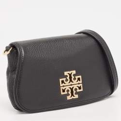 Tory Burch Black Leather Mini Britten Crossbody Bag