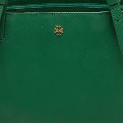 Pre Owned Tory Burch Green Leather Medium York Buckle Tote