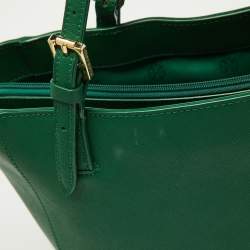 Pre Owned Tory Burch Green Leather Medium York Buckle Tote