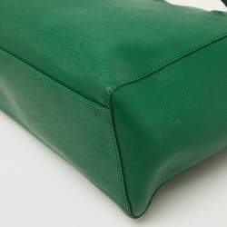 Pre Owned Tory Burch Green Leather Medium York Buckle Tote