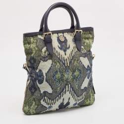 Pre Owned Tory Burch Multicolor Jacquard Fabric Finley Fold Over Tote