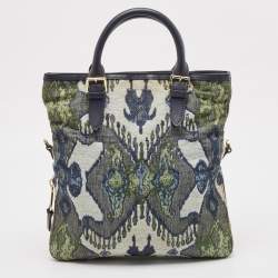 Pre Owned Tory Burch Multicolor Jacquard Fabric Finley Fold Over Tote