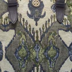Pre Owned Tory Burch Multicolor Jacquard Fabric Finley Fold Over Tote