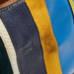 Tory Burch Multicolor Mix Leather and Canvas Balloon Stripe Half Moon Satchel