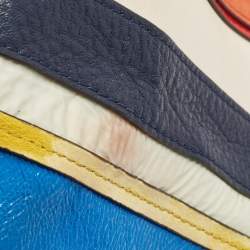 Tory Burch Multicolor Mix Leather and Canvas Balloon Stripe Half Moon Satchel