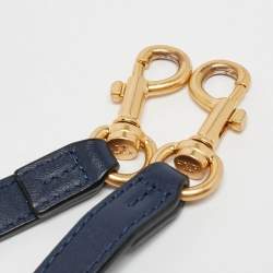 Tory Burch Navy Blue Leather Mini Block-T Top Handle Bag