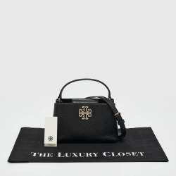 Pre Owned Tory Burch Black Leather Micro Britten Top Handle Bag