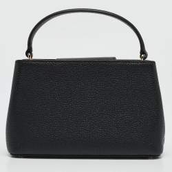 Pre Owned Tory Burch Black Leather Micro Britten Top Handle Bag