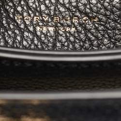 Pre Owned Tory Burch Black Leather Micro Britten Top Handle Bag