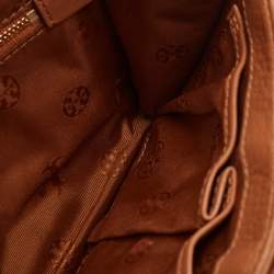 Pre Owned Tory Burch Brown Floral Quilted Leather Bryant Crossbody Bag