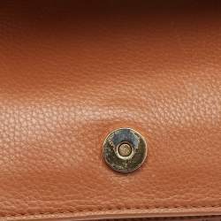 Pre Owned Tory Burch Brown Floral Quilted Leather Bryant Crossbody Bag