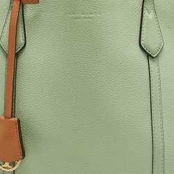 Pre Owned Tory Burch Green/Brown Leather Perry Shopper Tote