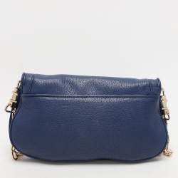 Pre Owned Tory Burch Blue Leather Britten Shoulder Bag