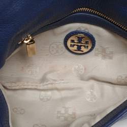 Pre Owned Tory Burch Blue Leather Britten Shoulder Bag