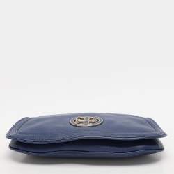 Pre Owned Tory Burch Blue Leather Britten Shoulder Bag