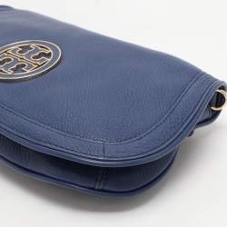 Pre Owned Tory Burch Blue Leather Britten Shoulder Bag