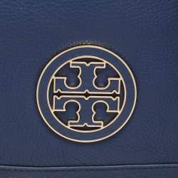 Pre Owned Tory Burch Blue Leather Britten Shoulder Bag