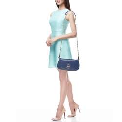 Pre Owned Tory Burch Blue Leather Britten Shoulder Bag