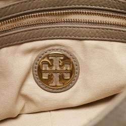 Pre Owned Tory Burch Grey/Brown Leather Maisley Flap Hobo