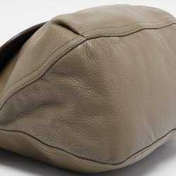Pre Owned Tory Burch Grey/Brown Leather Maisley Flap Hobo