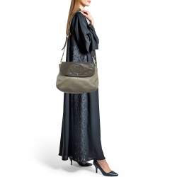 Pre Owned Tory Burch Grey/Brown Leather Maisley Flap Hobo