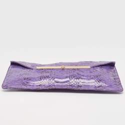 Tory Burch Purple Python Mya Clutch