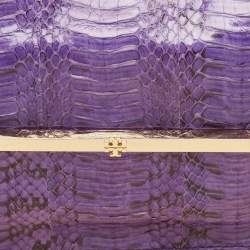 Tory Burch Purple Python Mya Clutch