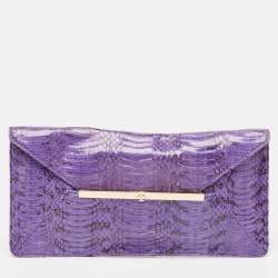 Tory Burch Purple Python Mya Clutch