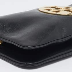 Pre Owned Tory Burch Black Leather Reva Flap Shoulder Bag