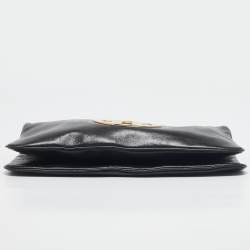 Pre Owned Tory Burch Black Leather Reva Flap Shoulder Bag