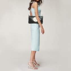 Pre Owned Tory Burch Black Leather Reva Flap Shoulder Bag