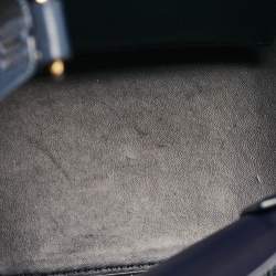 Pre Owned Tory Burch Navy Blue Leather Mini Block-T Bucket Bag