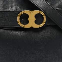 Tory Burch Black Leather Gemini Belted Shoulder Bag
