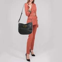 Tory Burch Black Leather Gemini Belted Shoulder Bag