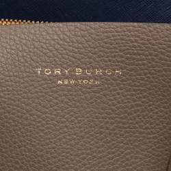 Pre Owned Tory Burch Grey Leather Perry Triple Compartment Tote